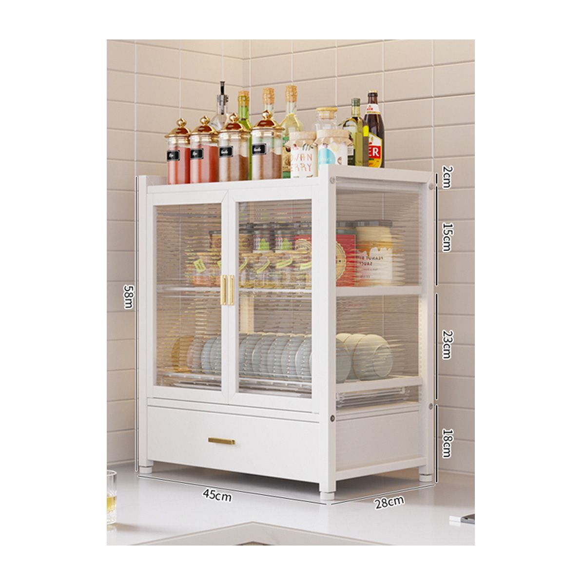 GRETAIL - Organizador Escurridor Platos Cocina Utensilio Estante 3 Niveles Cajón Blanco