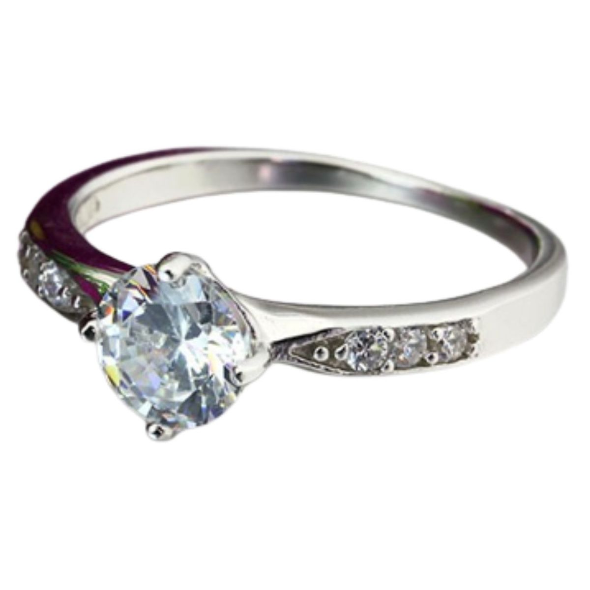 GENERICO - Anillo Compromiso Dream Bañado Oro Blanco18K Aniversario Genieka