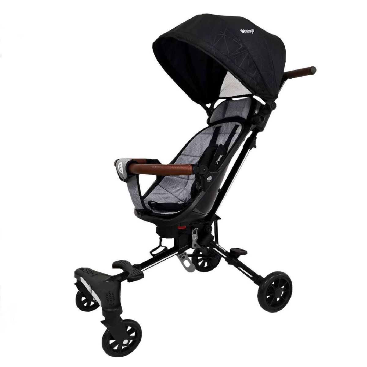 EBABY - Coche Plegable Asiento Giratorio Easy Travel Gris