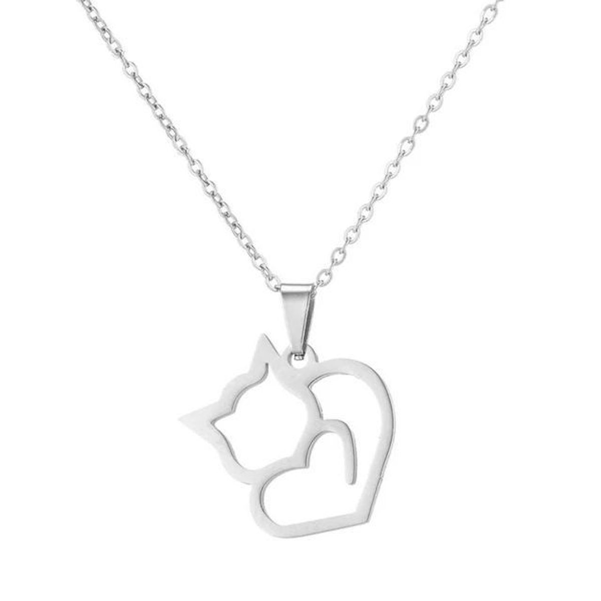 GENERICO - Collar Gato Corazón plata 950 - Musas Vanidosas