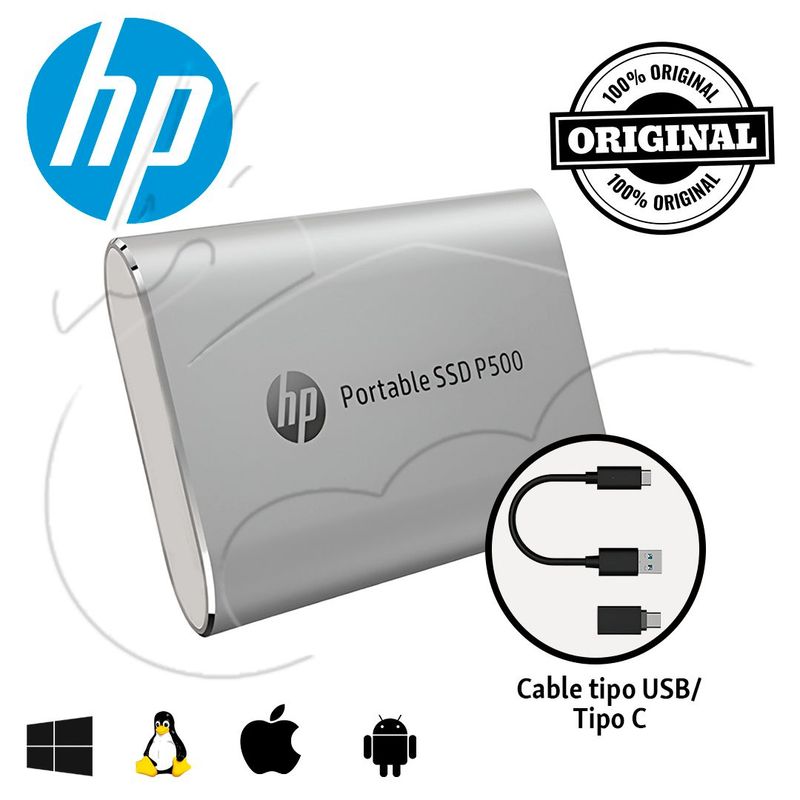HP - Unidad de estado sólido externo HP SSD P500 1TB, Usb 3.1 Tipo C, gris