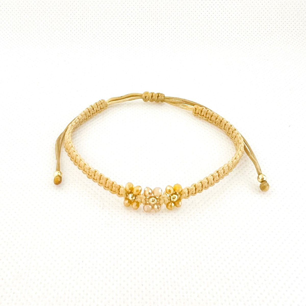 GENERICO - Pulsera de Hilo 3 Tréboles con Muranos y Billas de acero - Dorado