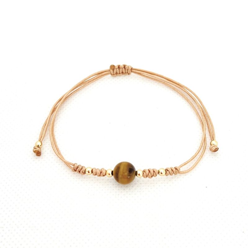 GENERICO - Pulsera de Hilo con Cuarzo Ojo de Tigre y Billas de acero - Nude