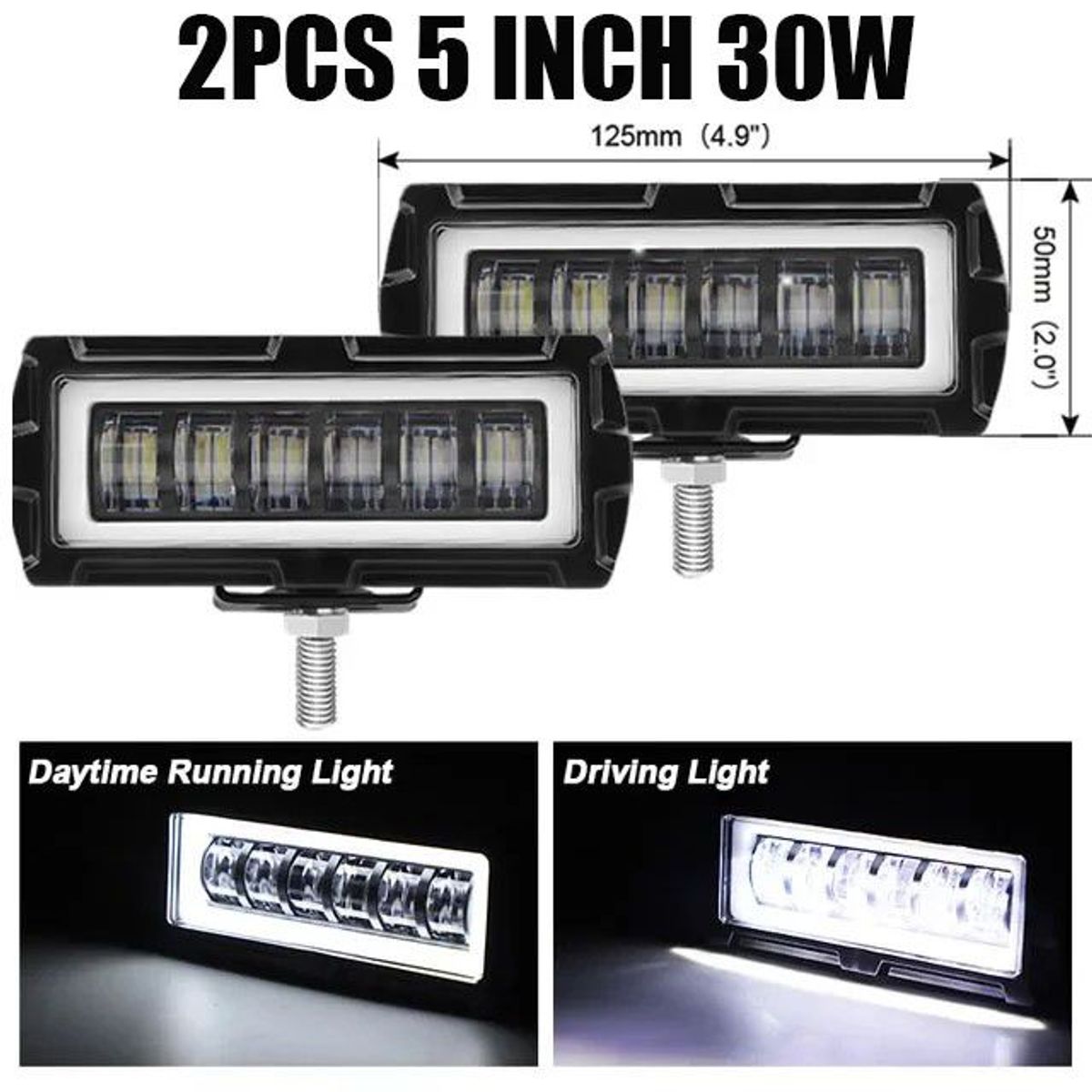 JET - Par De Faro 12 Led Luz Blanco y Ambar con Ojo de Ángel 9D