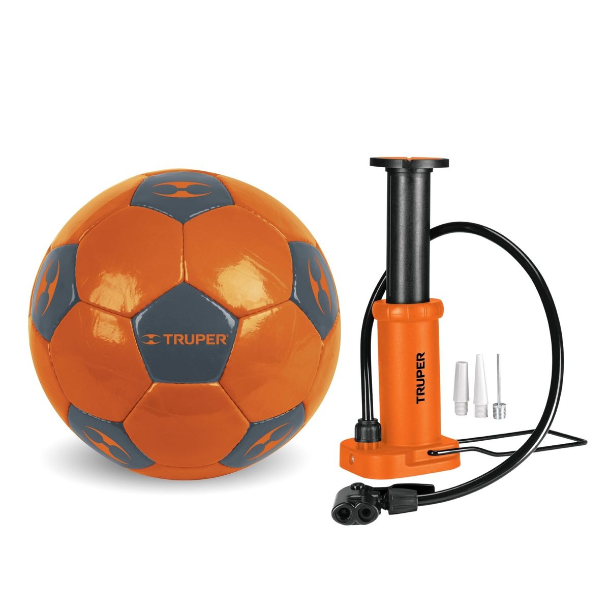 TRUPER - Pelota de fútbol PARA NIÑOS con inflador pedal truper