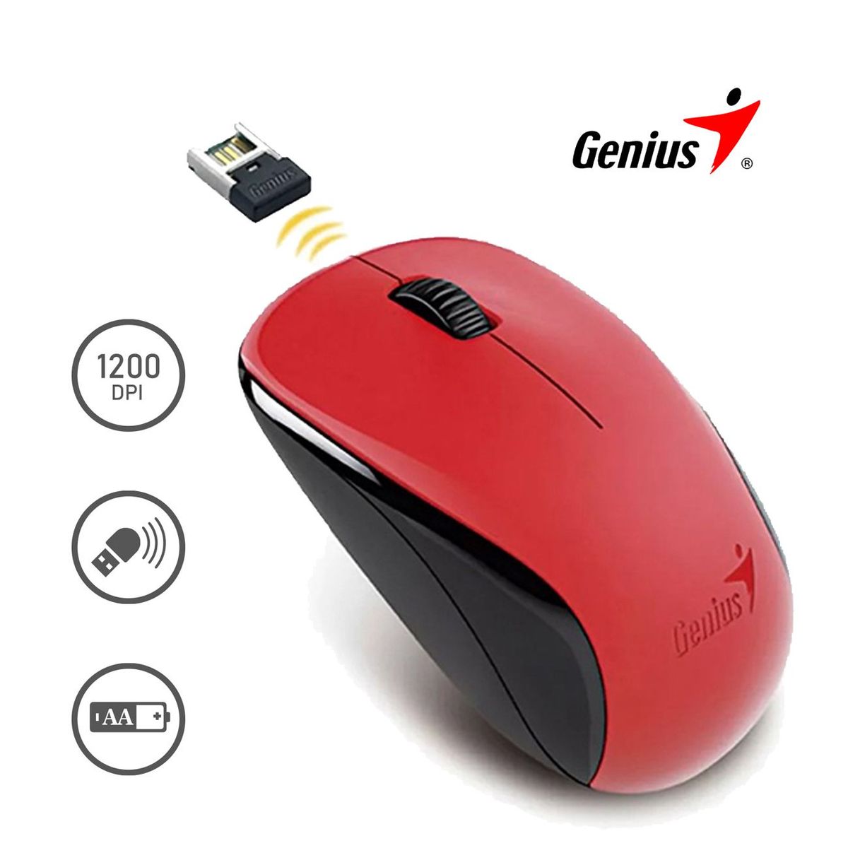 GENIUS - Mouse Inalámbrico Nx-7000 Rojo