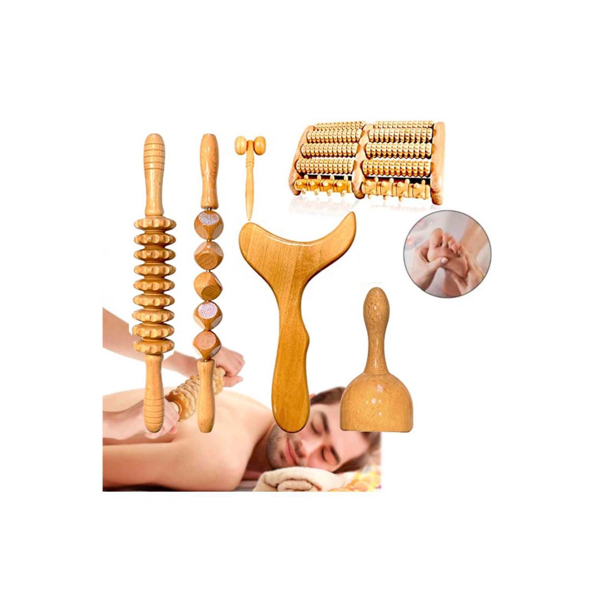 GENERICO - Set Masajeador Moldeador Corporal Drenaje Linfático Maderoterápia