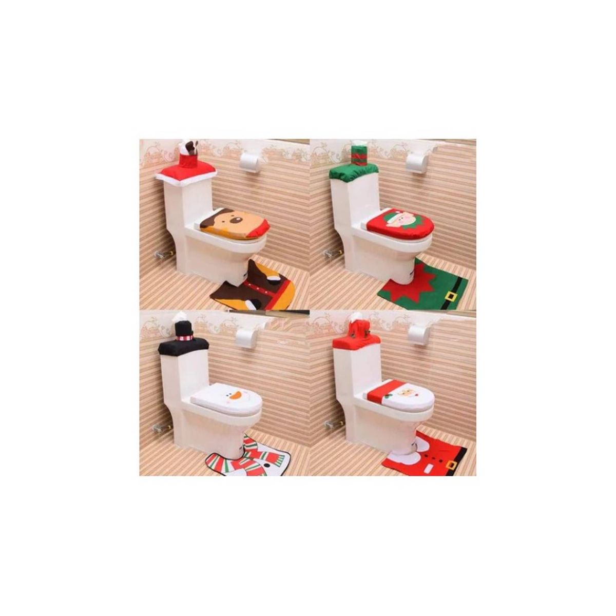 GENERICO - Set de 3 Piezas Navideños de Calidad para Inodoro