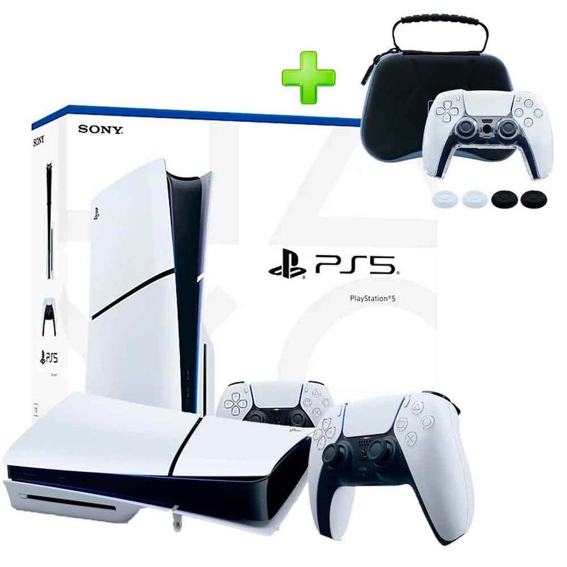 SONY - Pack Consola PS5 Slim Lector + Kit 6 en 1 para Mando PS5 Case +Estuche