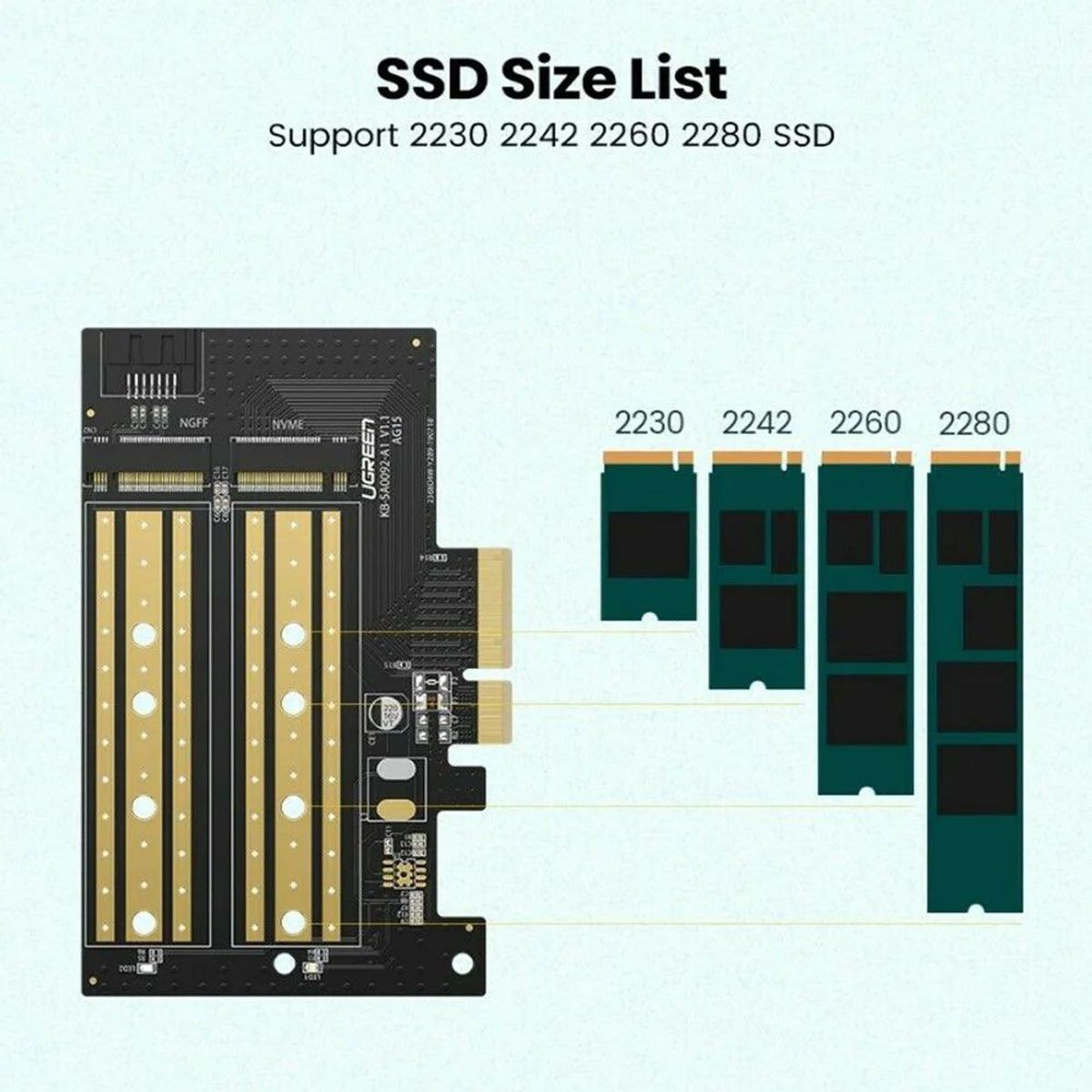 UGREEN - Tarjeta Expansión x2 M.2 Nvme Pcie 3.0 X4 Cm302 Ugreen Hasta 4tb 70504