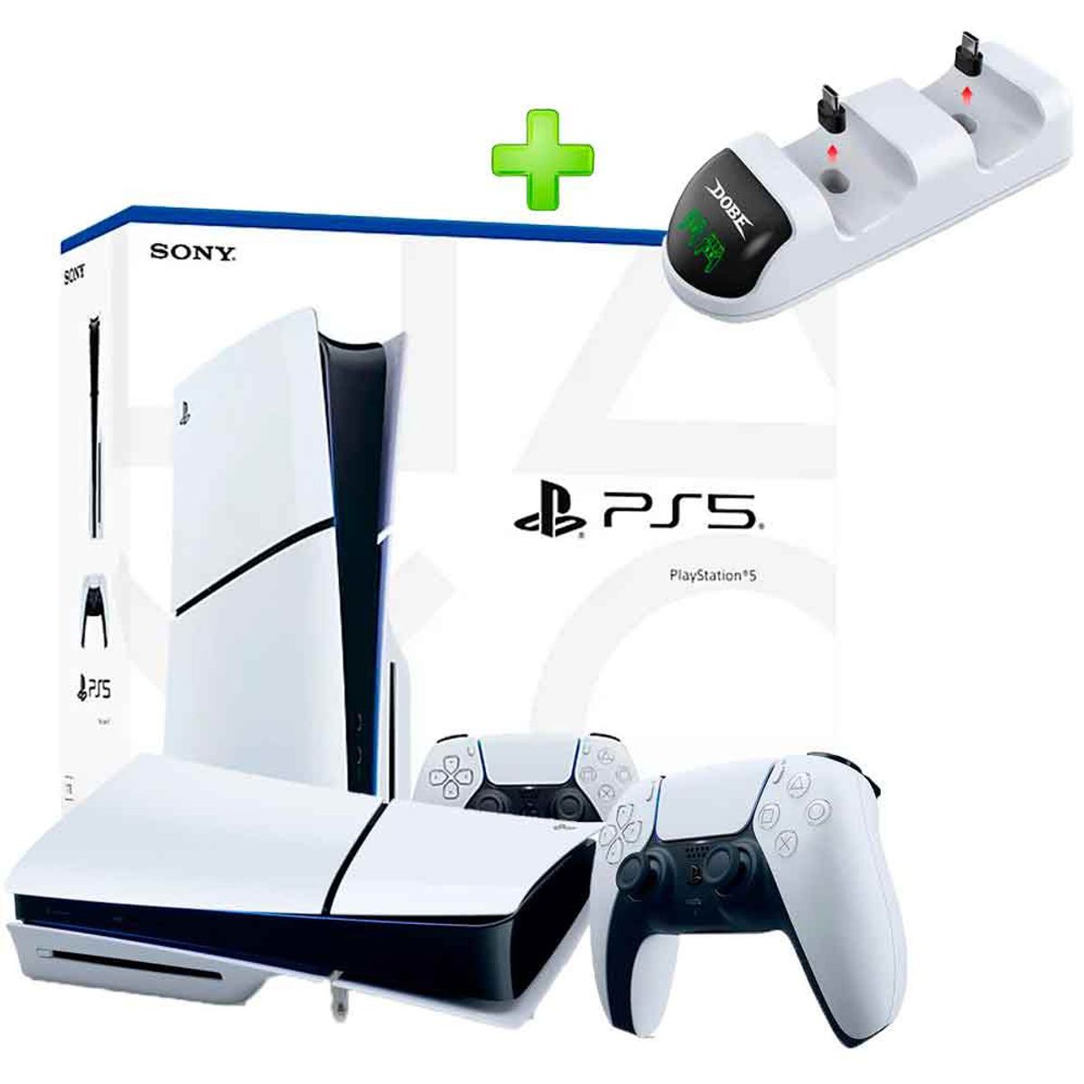 SONY - Pack Consola PS5 Slim Lector y Estación de Carga LED para Mando PS5