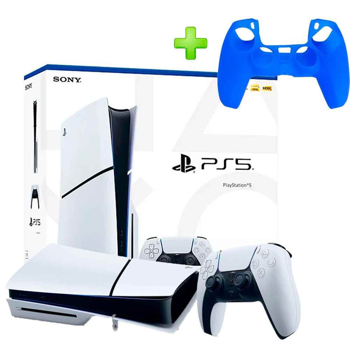 SONY - Pack Consola PS5 Slim con Lector y Funda para Mando PS5 Azul