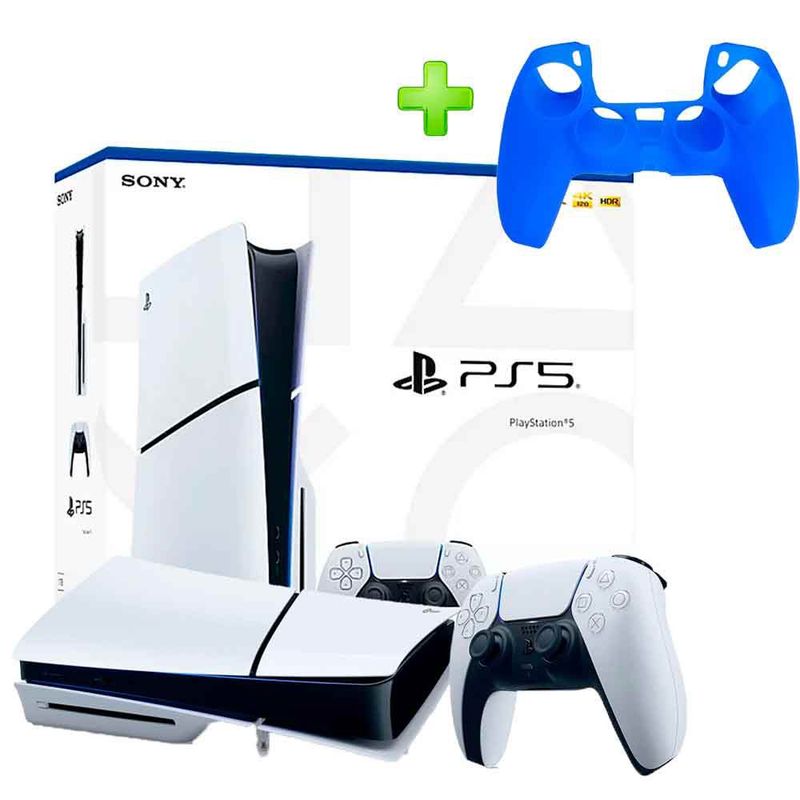 SONY - Pack Consola PS5 Slim con Lector y Funda para Mando PS5 Azul