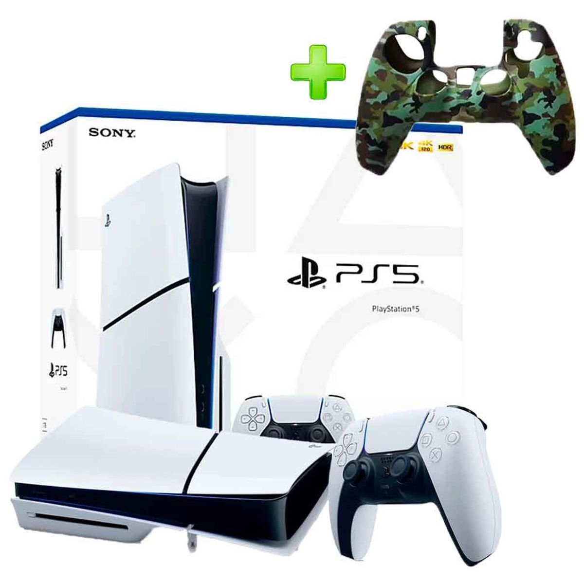 SONY - Pack Consola PS5 Slim Lector y Funda para Mando PS5 Verde Camuflado