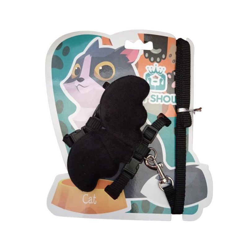 GENERICO - Arnés alas de ángel para gatos o cachorros negro talla S