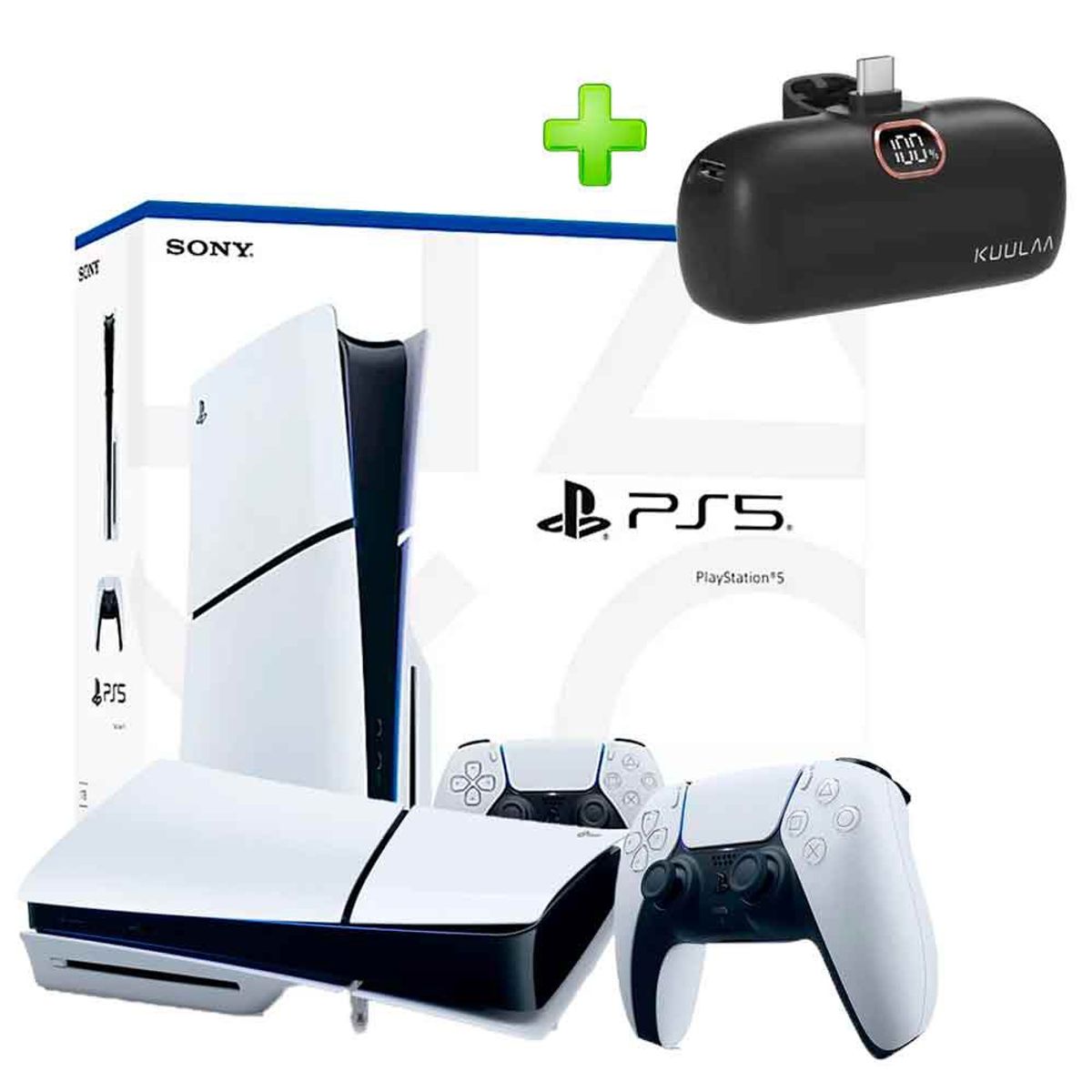 SONY - Pack Consola PS5 Slim Lector y Cargador Inalámbrico Mando PS5 5000mAh
