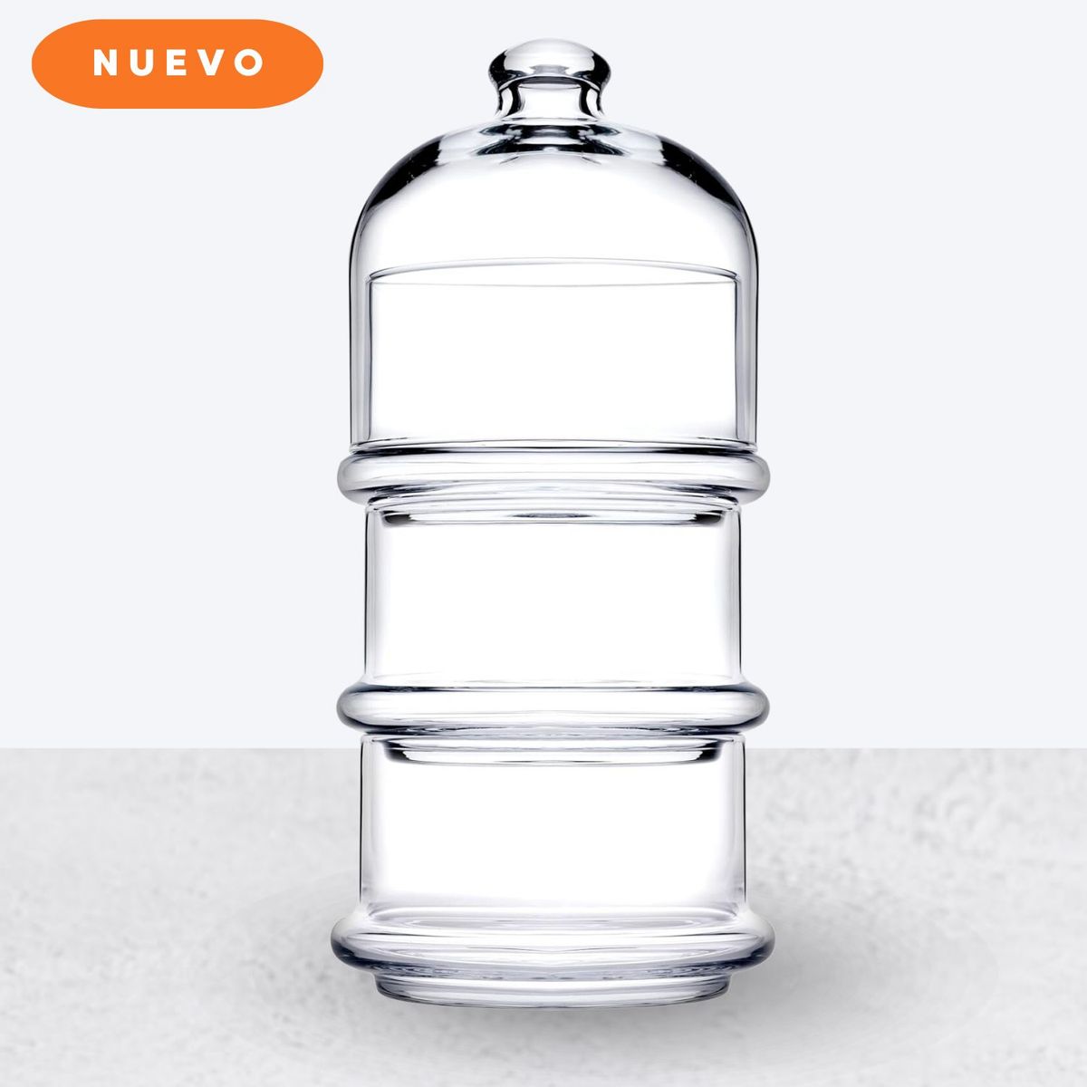 GENERICO - Bombonera de Cristal con Cubierta de Cúpula 3 pisos