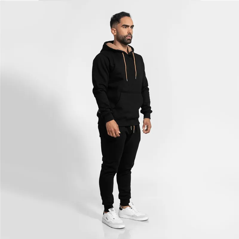 GENERICO - conjunto buzo de algodón polera y jogger para hombre negro Arcoi