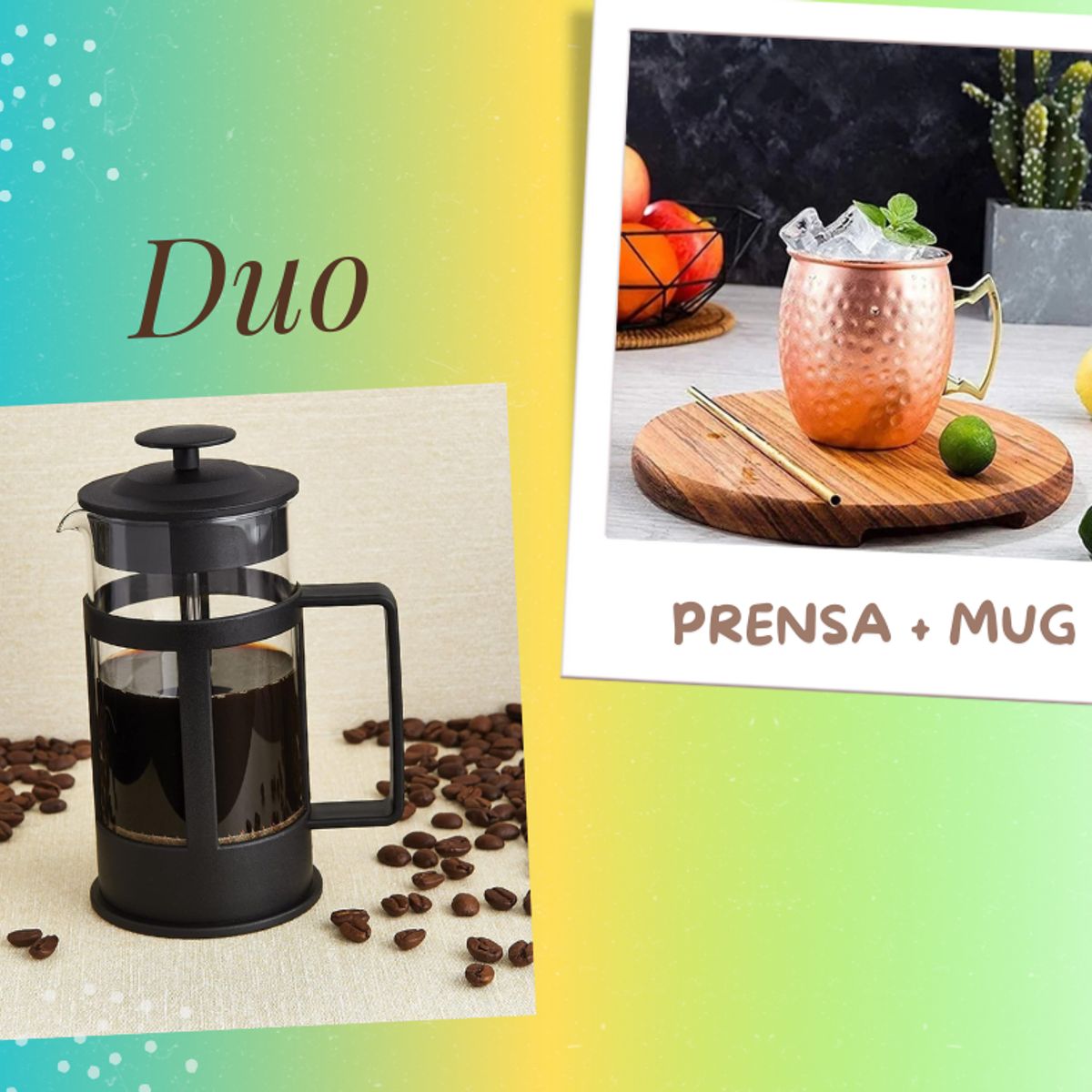 GENERICO - Dúo Prensa francesa 1000 ml + taza cobre