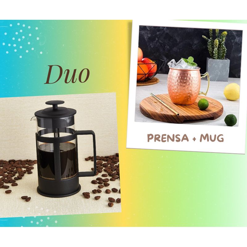 GENERICO - Dúo Prensa francesa 1000 ml + taza cobre