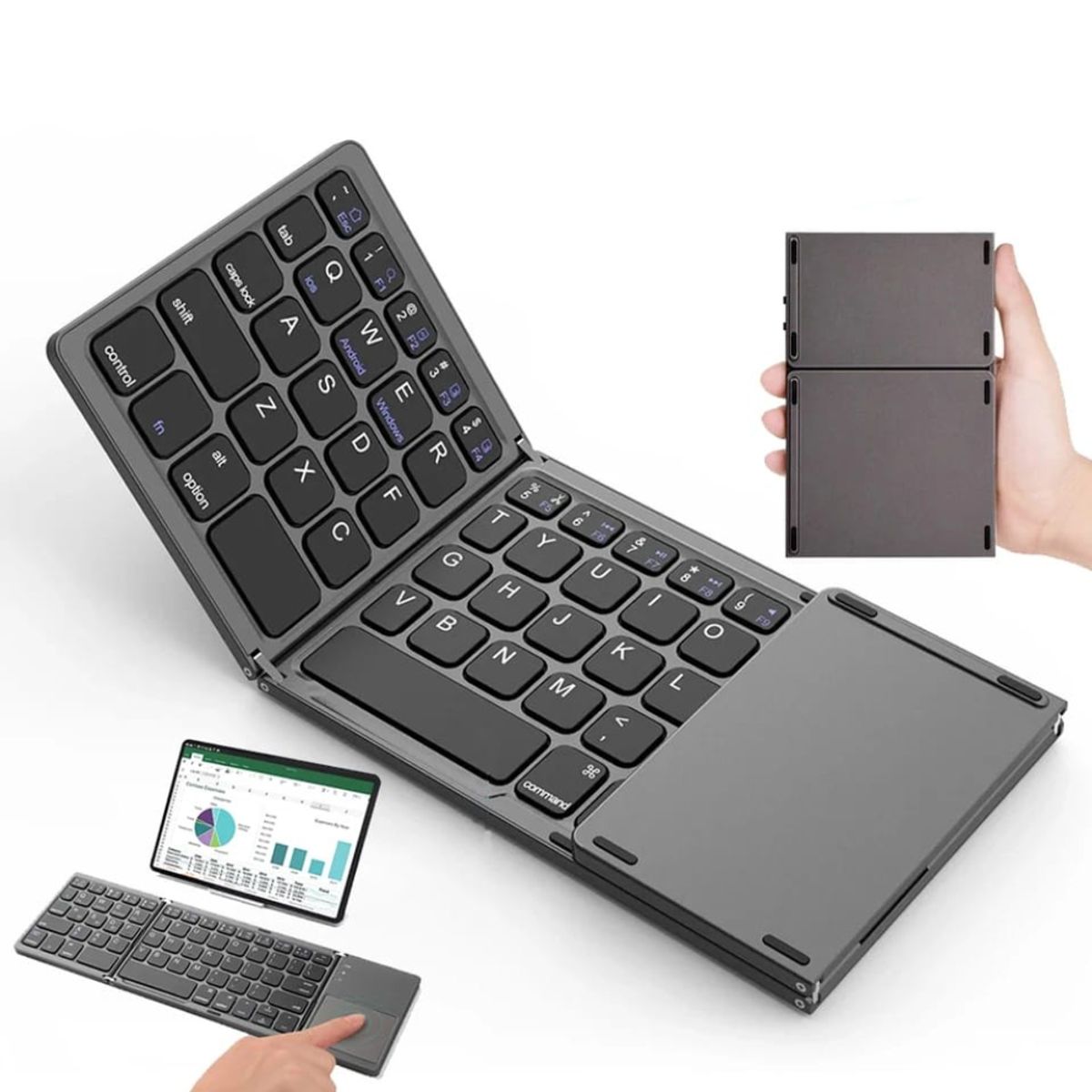 GENERICO - Teclado Bluetooth para Celular Tablet Touchpad Recargable Plegable