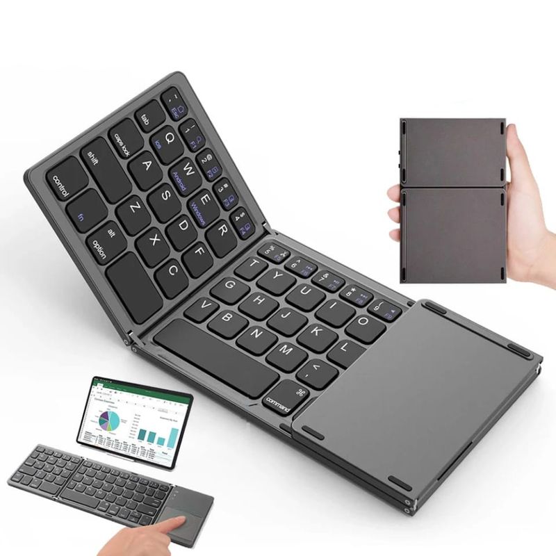 GENERICO - Teclado Bluetooth para Celular Tablet Touchpad Recargable Plegable