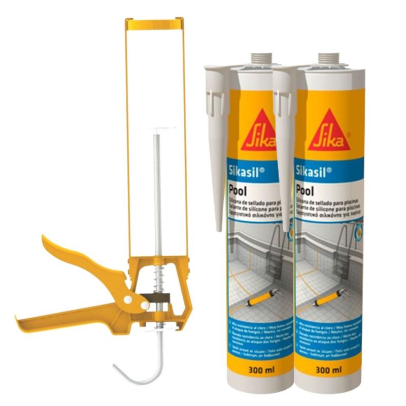 SIKA - Pack 2 Silicona para piscinas Sikasil Pool x 300ml y Sika Amarilla