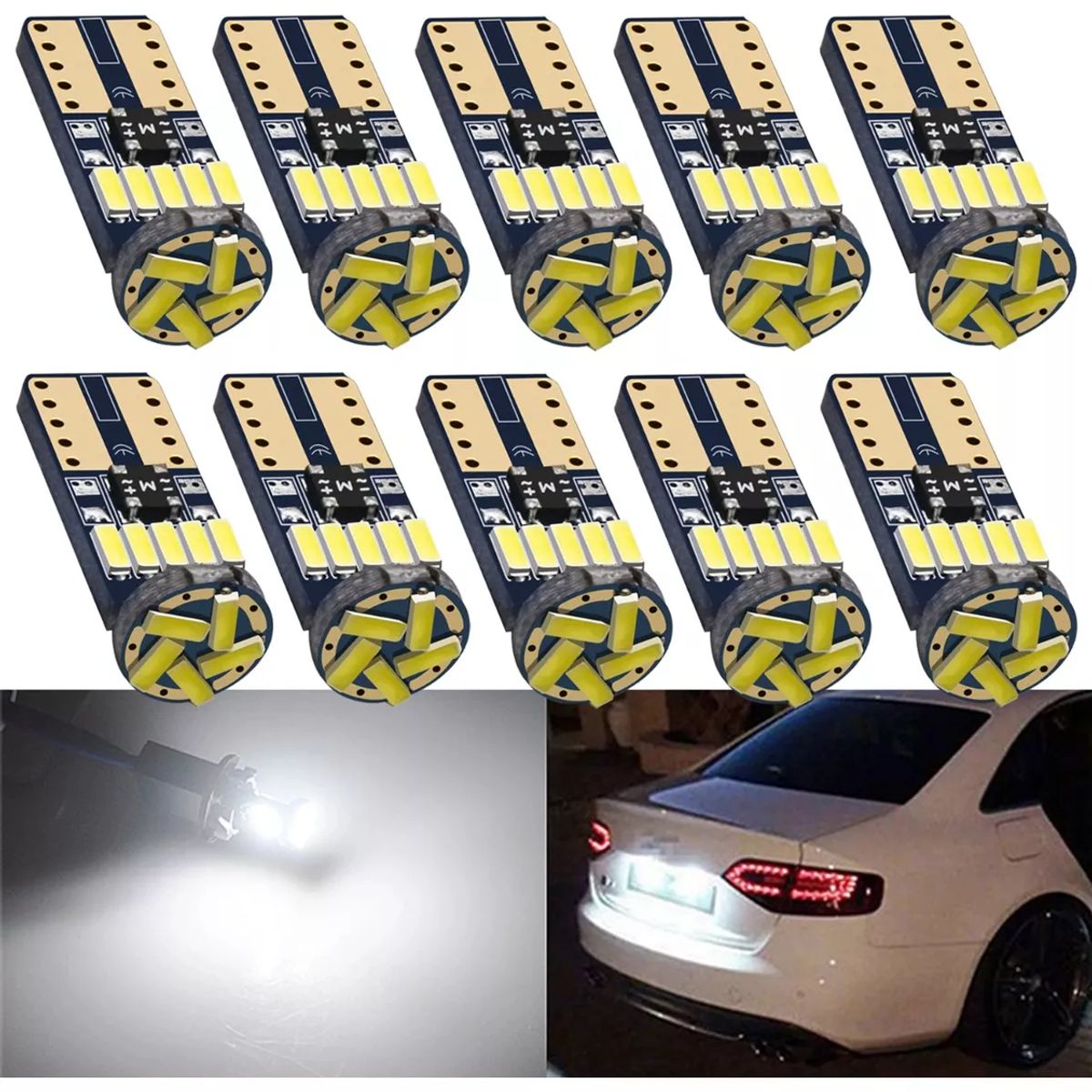 GENERICO - 10 Focos Led Lagrima T10 W5w Luz Diurna Salon Placa Maletero