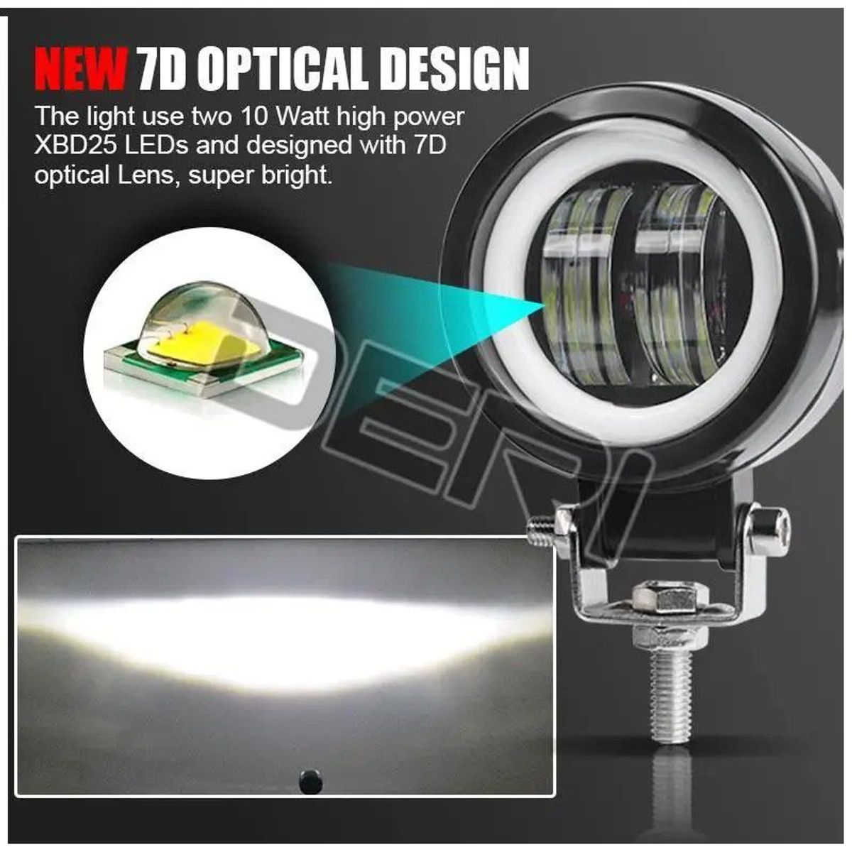 JET - Par de Faros Redondo Ojo De Ãngel 7cm 20w Lupa 6d Aro Rojo