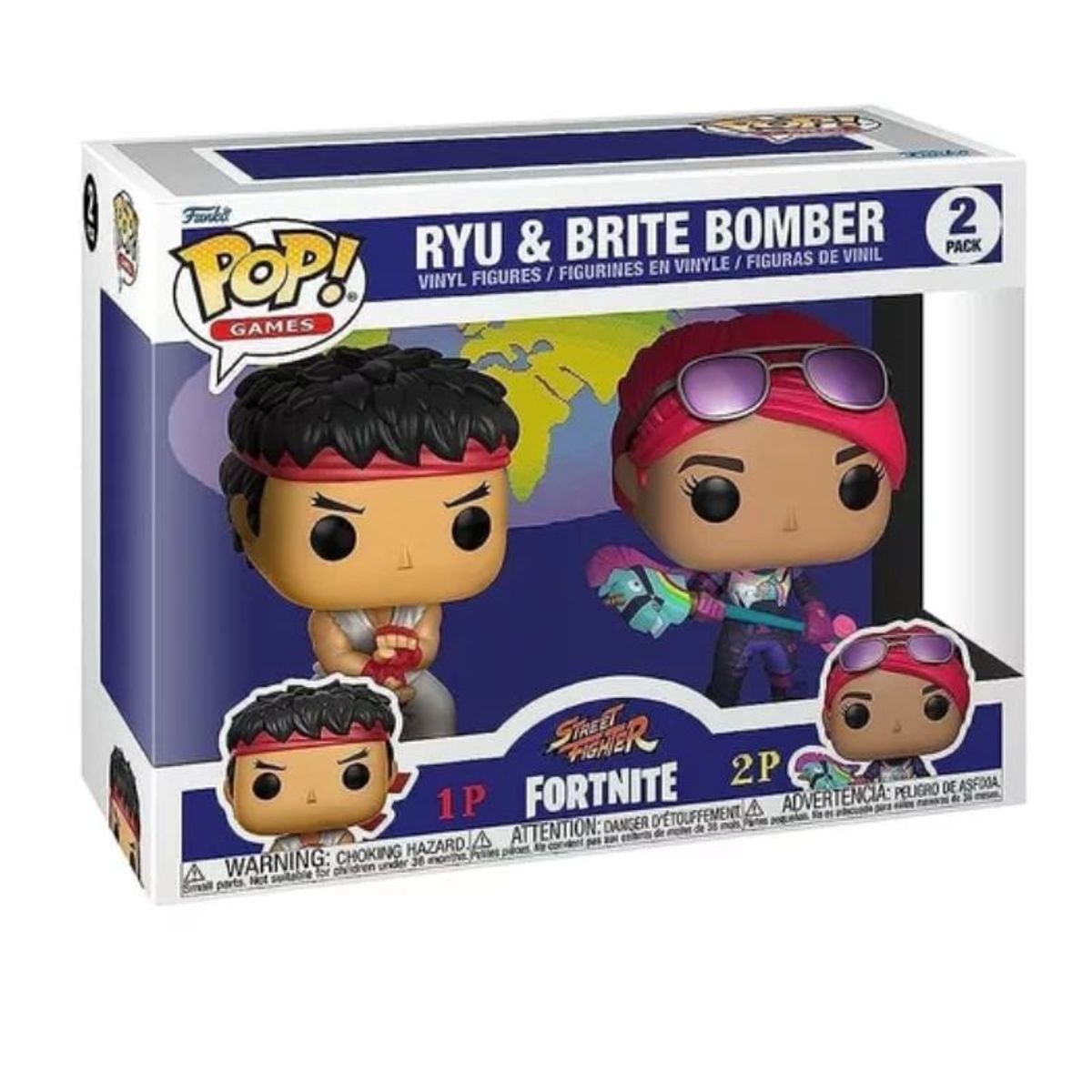 FUNKO - Funko Pop Ryu y Brite Bomber Street Fighter Fortnite 2pk