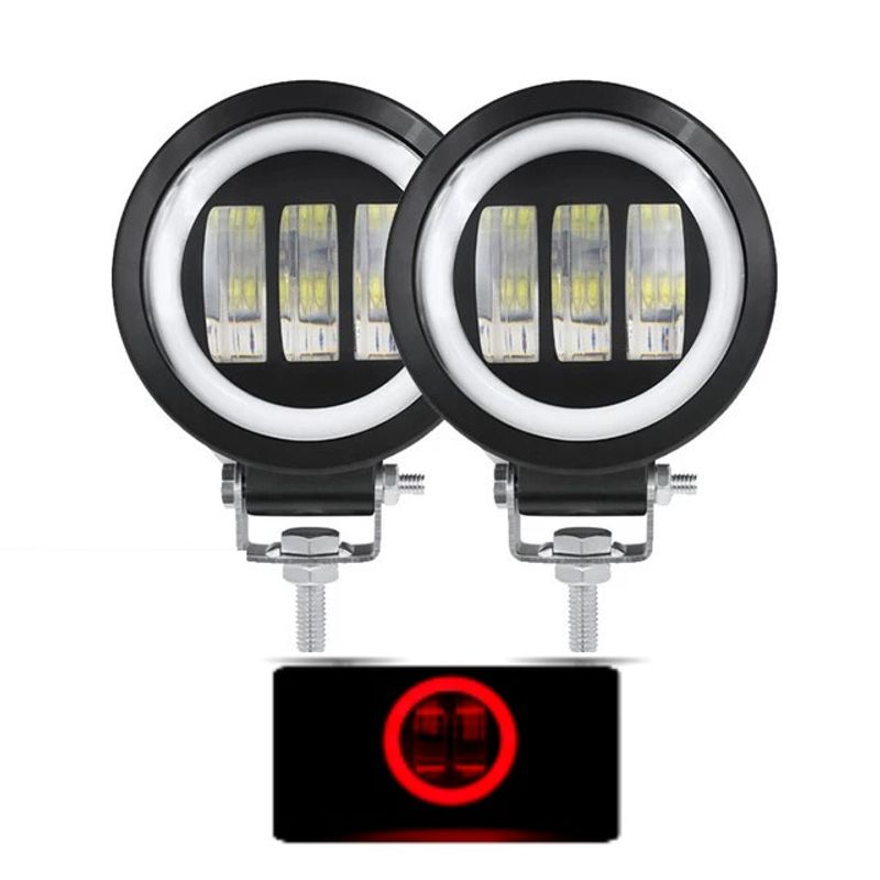 JET - par de Faros Led 3 Redondas Ojo Ángel Exploradoras Auto Moto