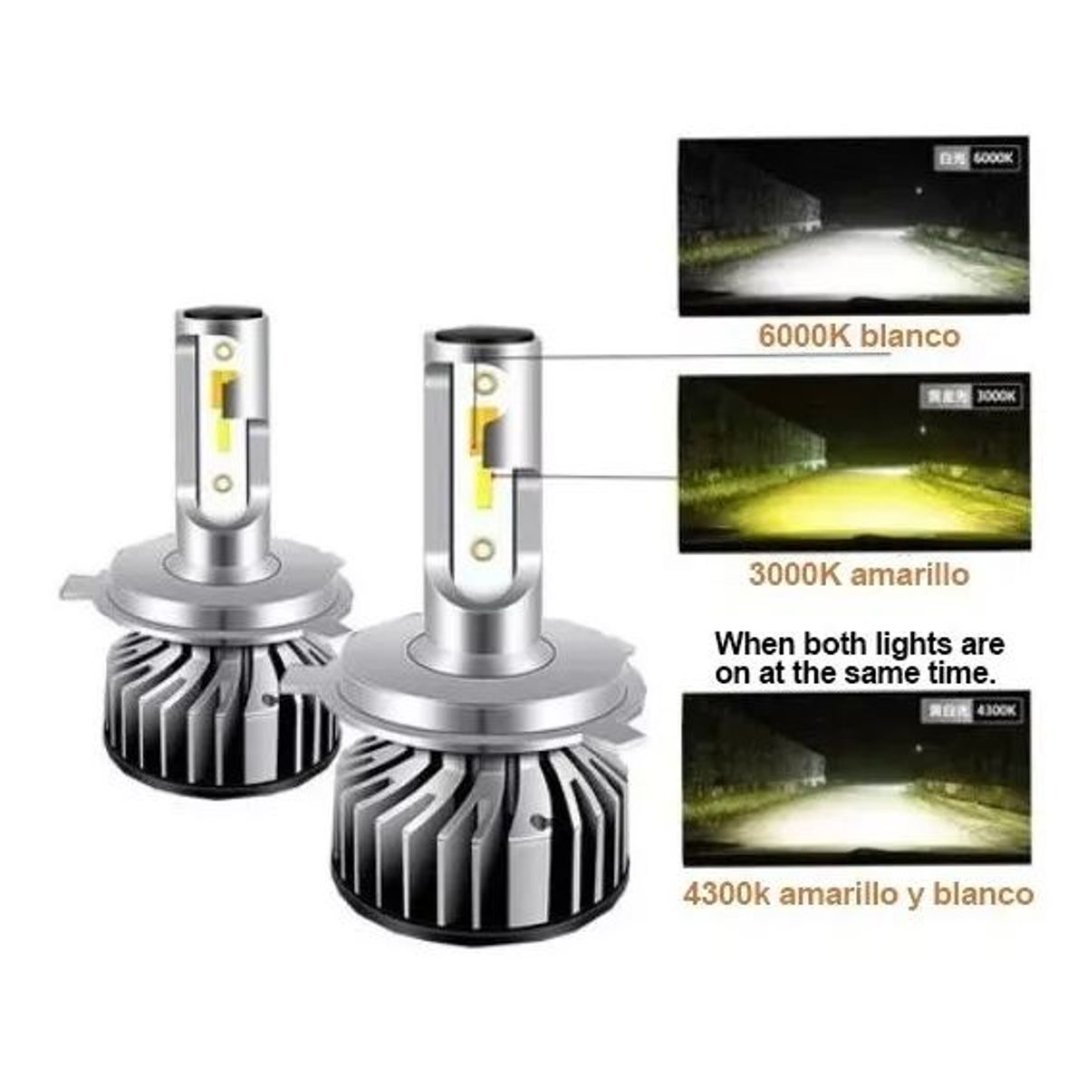 JET - Kit De Faro Led Tricolor H11 Neblinero Alta Potencia 18000Lm