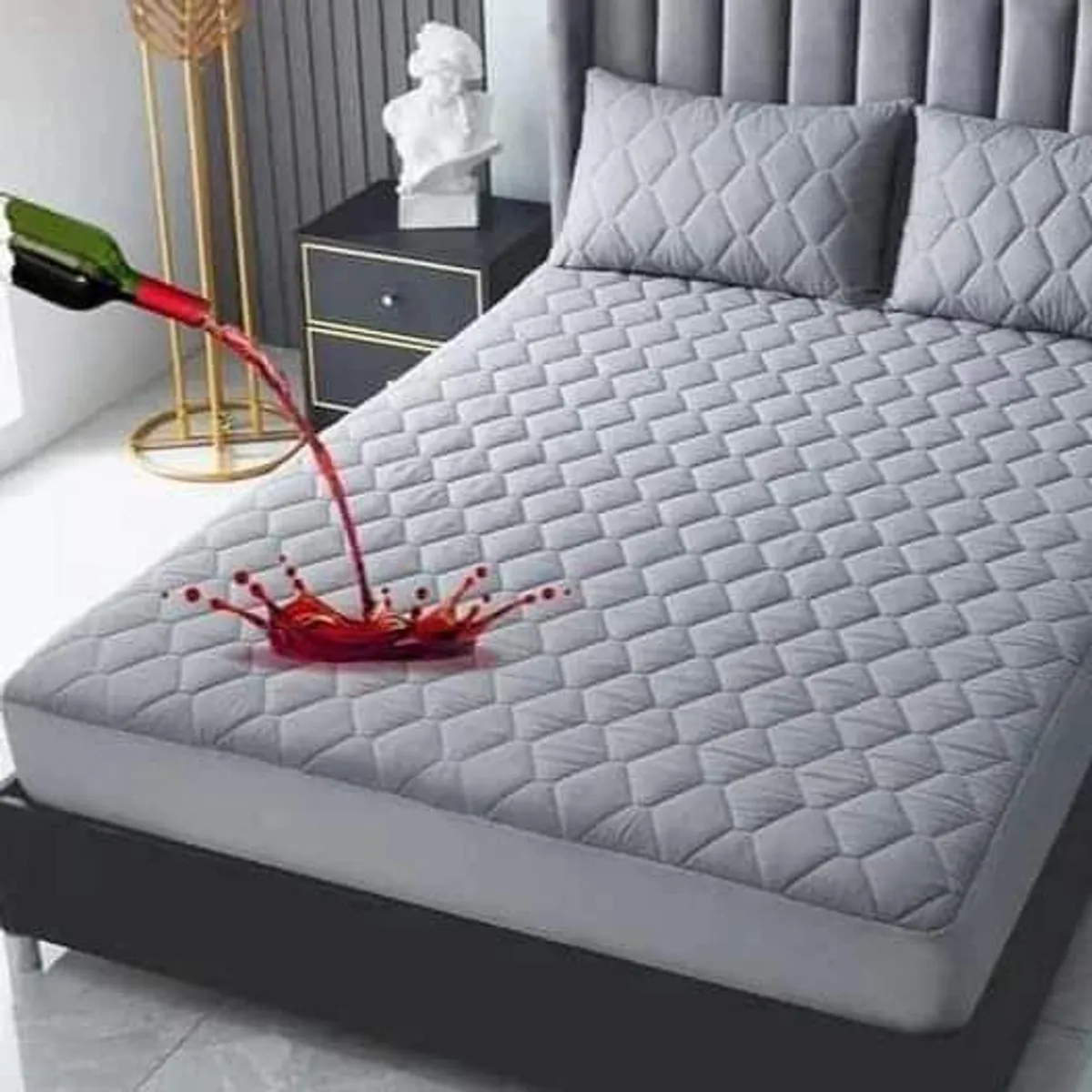 GENERICO - PROTECTOR DE COLCHON IMPERMEABLE ANTI-FLUIDOS KING - GRIS DYV