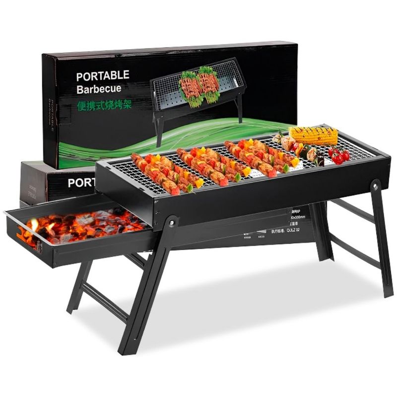 GENERICO - Parrilla a Carbón Barbacoa BBQ Asados Portátil Plegable 30P