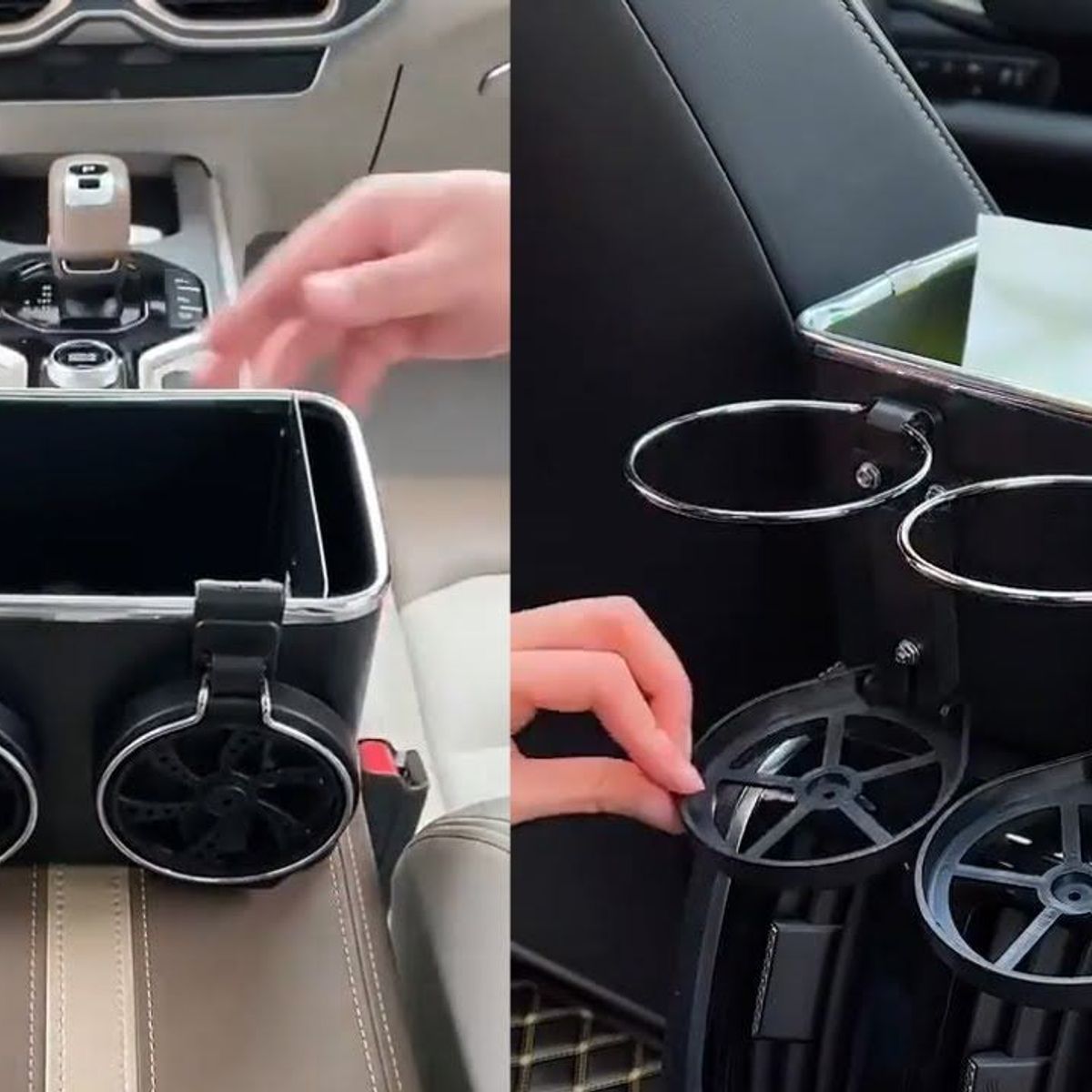 GENERICO - CAJA PORTAVASOS PARA CARRO NEGRO