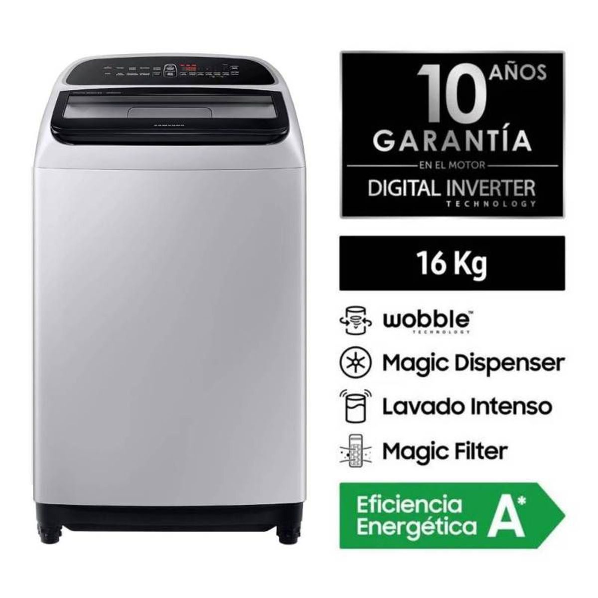 SAMSUNG - Lavadora Samsung 16 Kg WA16T6260BY - Gris
