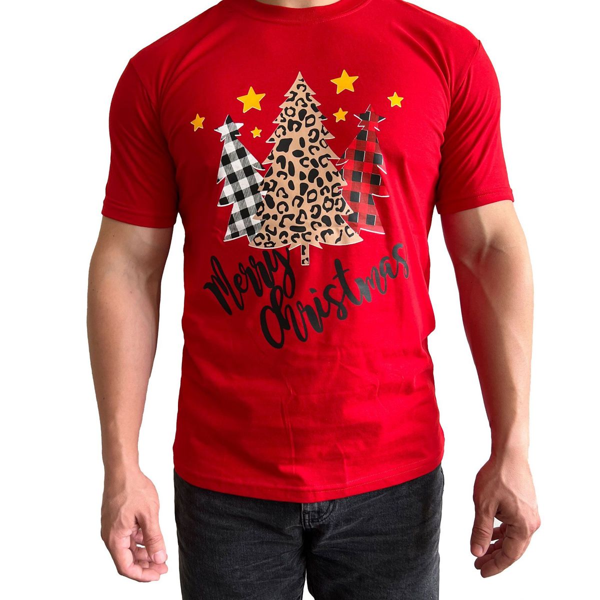 GENERICO - Polo Hombre manga corta diseño Pinos - Gris Rojo