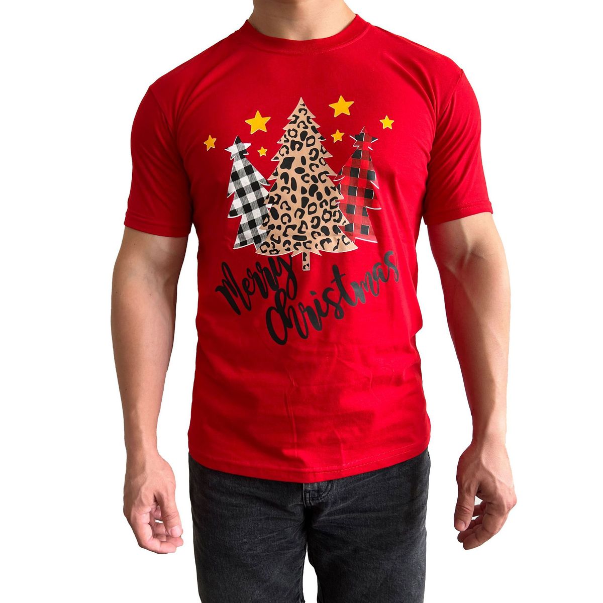 GENERICO - Polo Hombre manga corta diseño Pinos - Gris Rojo