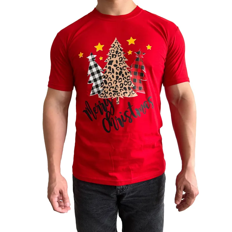 GENERICO - Polo Hombre manga corta diseño Pinos - Gris Rojo