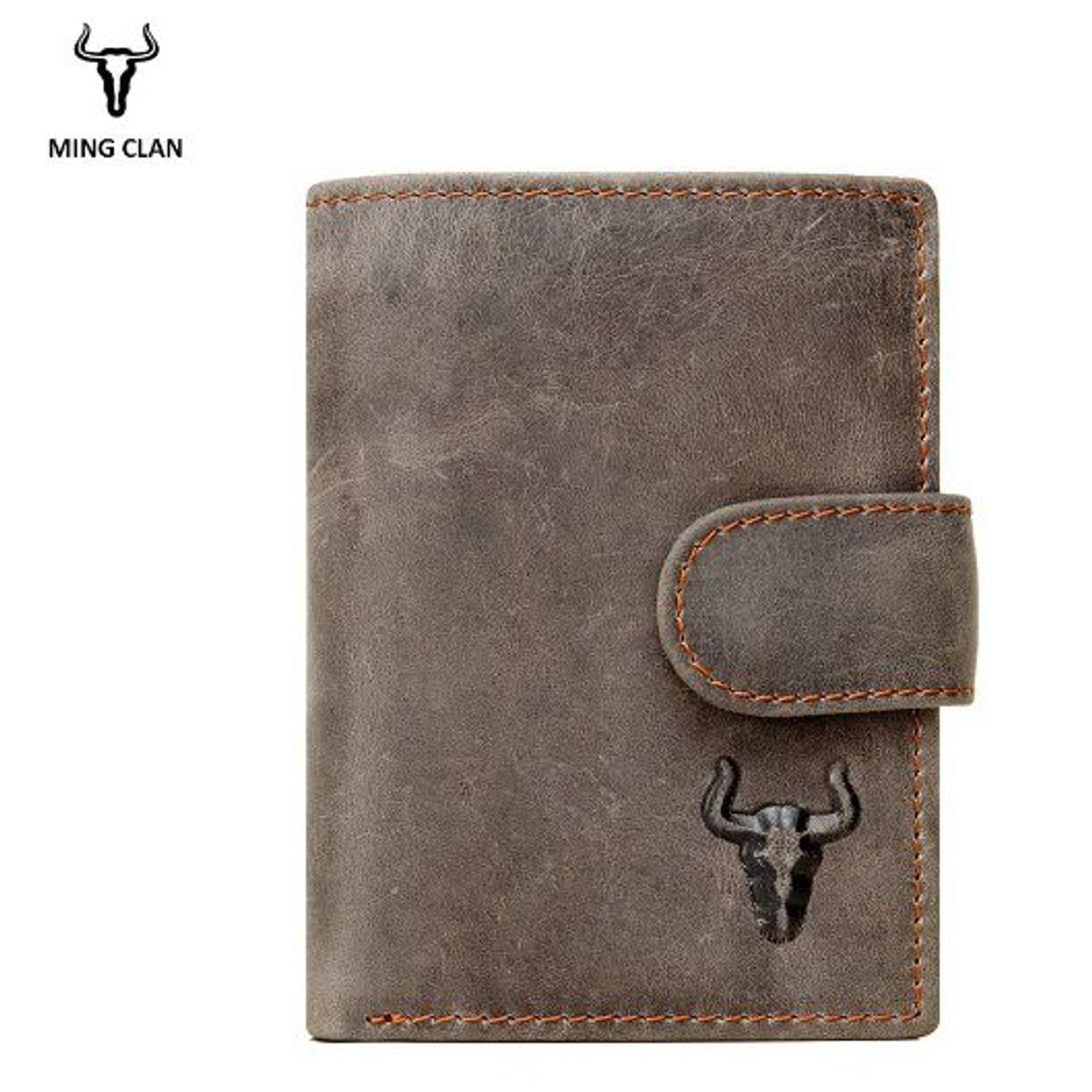 GENERICO - Billetera de Cuero Genuino de 03 Cuerpos Gris con Monedero