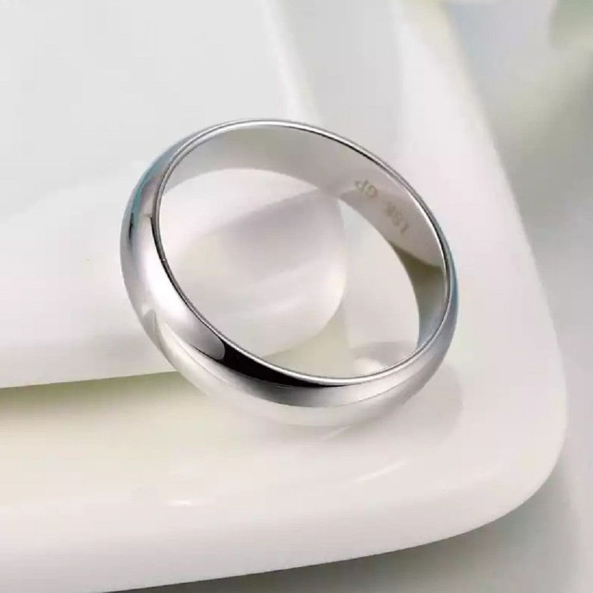 GENERICO - Aro de Matrimonio Alianzas Solitario Hombre Bañado Oro Blanco Genieka