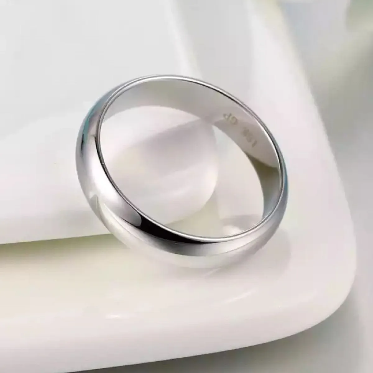 GENERICO - Aro de Matrimonio Alianzas Solitario Hombre Bañado Oro Blanco Genieka