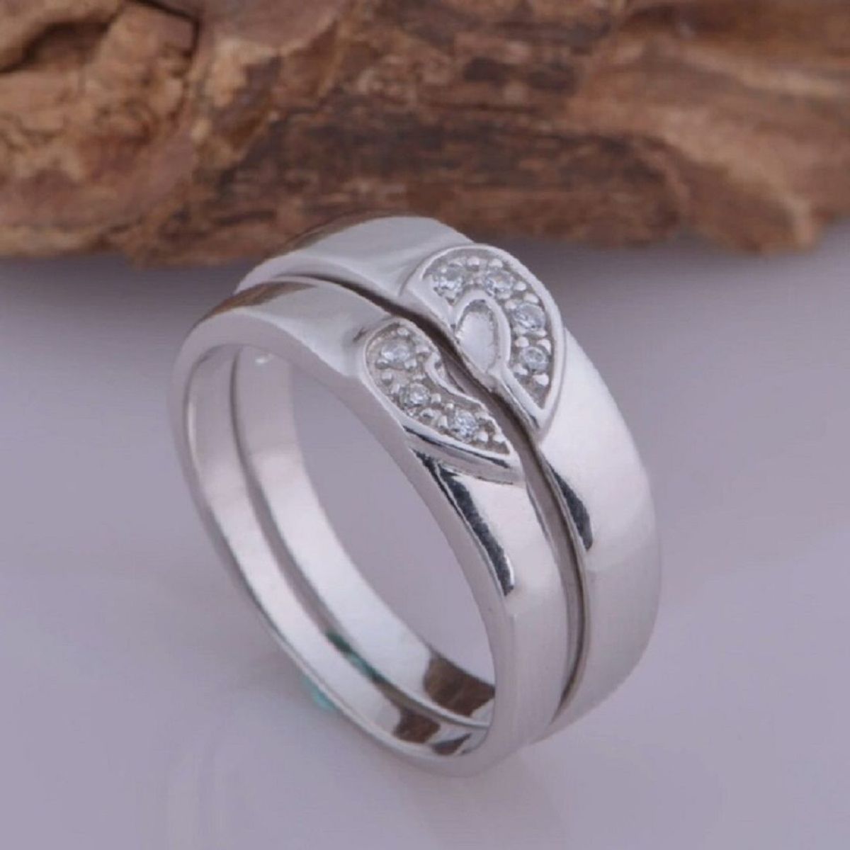 GENERICO - Aro de Alianzas Matrimonio  Corazón Mujer Bañado Plata S925 Genieka