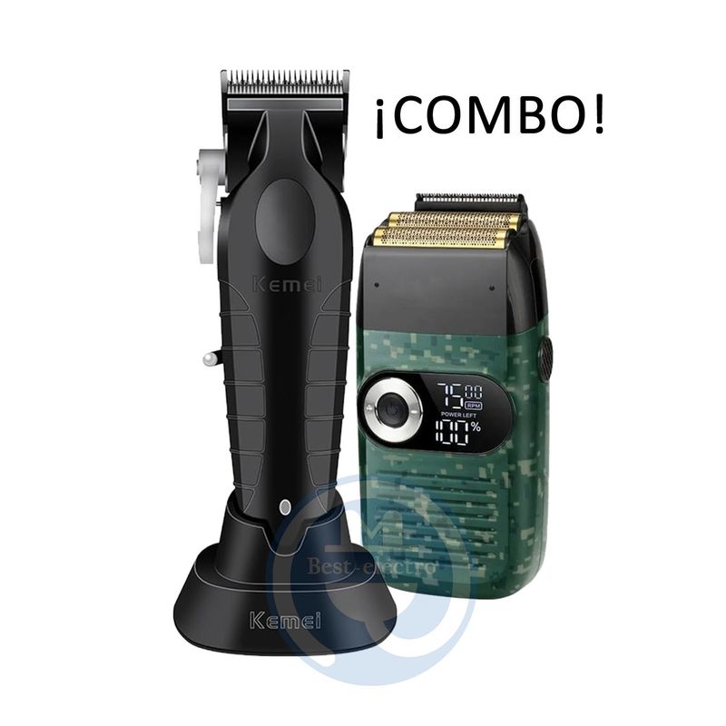 KEMEI - Combo Kemei Cortadora KM-2296 y Afeitadora KM-2027