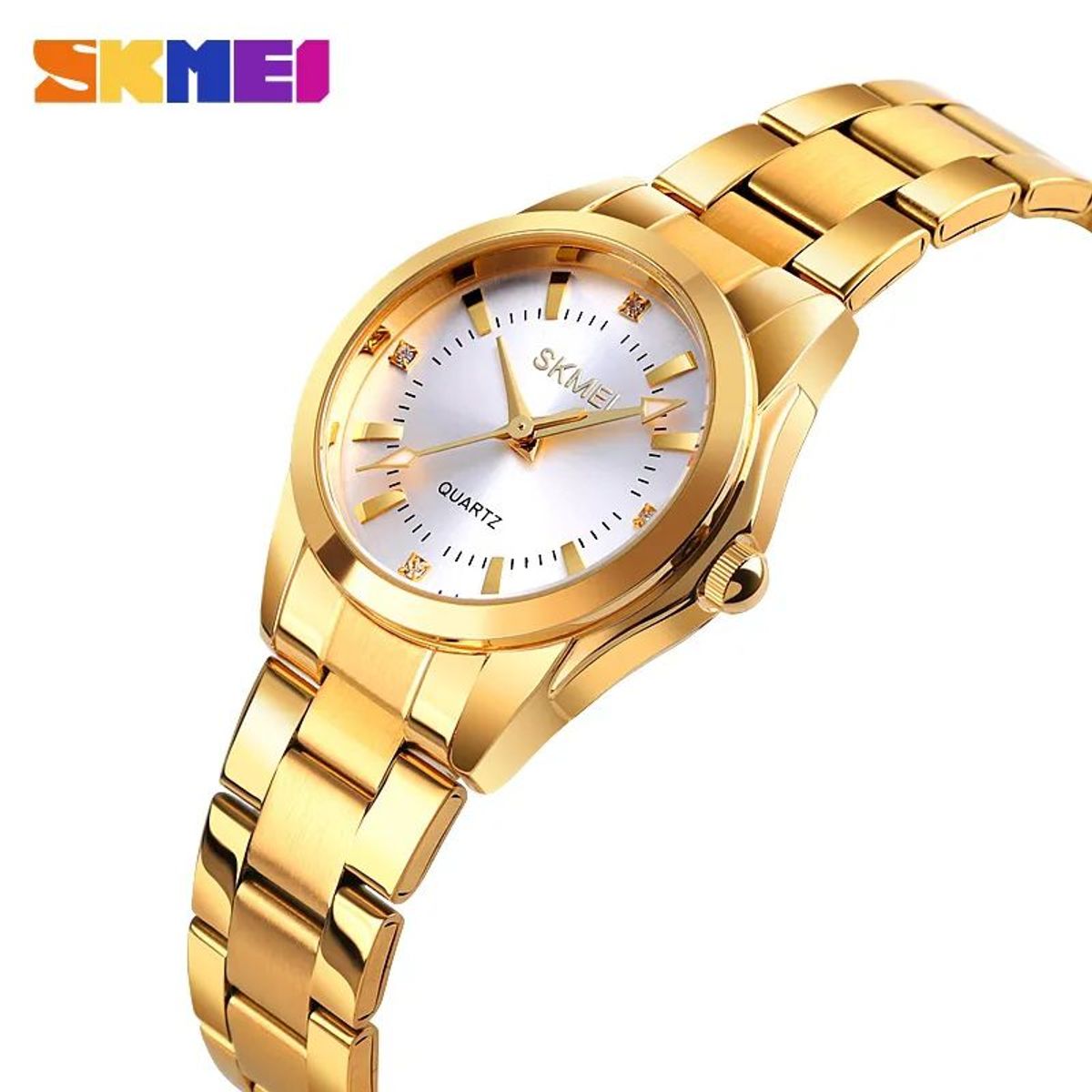 SKMEI - RELOJ SKMEI 1620 DORADO CORREA ACERO PARA MUJER_.