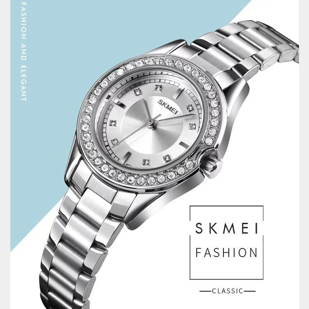 SKMEI - RELOJ SKMEI 1534 PLATEADO CORREA ACERO PARA MUJER_.