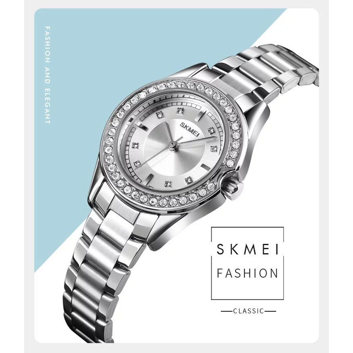 SKMEI - RELOJ SKMEI 1534 PLATEADO CORREA ACERO PARA MUJER_.