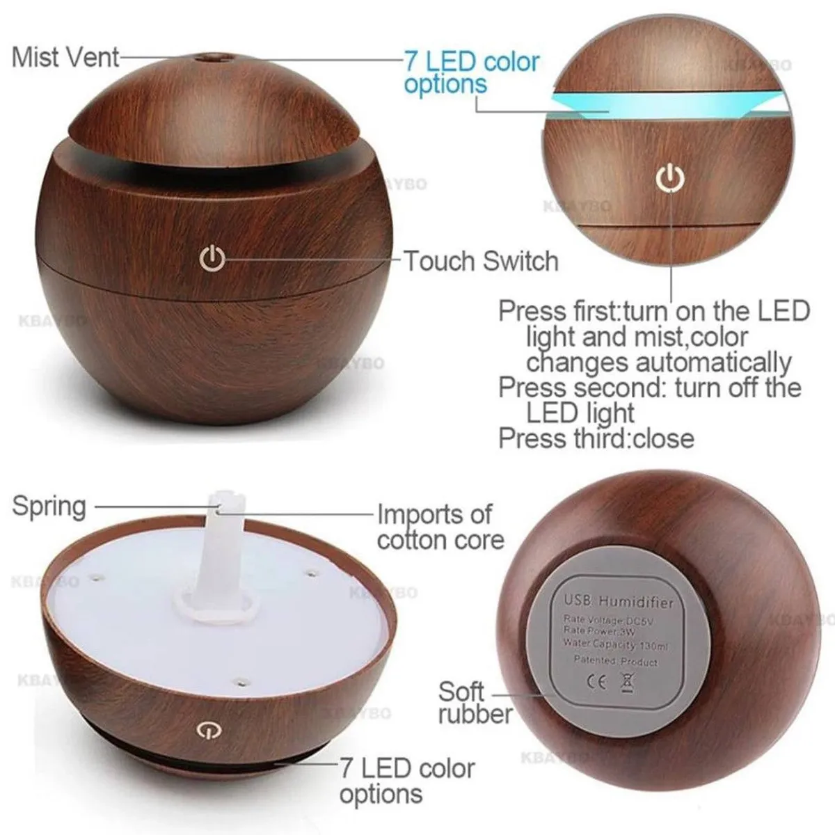 GENERICO - Humidificador difusor de aceite para aromaterapia