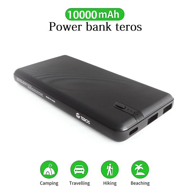 TEROS - Cargador Portatil Power Bank 10000 Mah 37 W Teros Negro