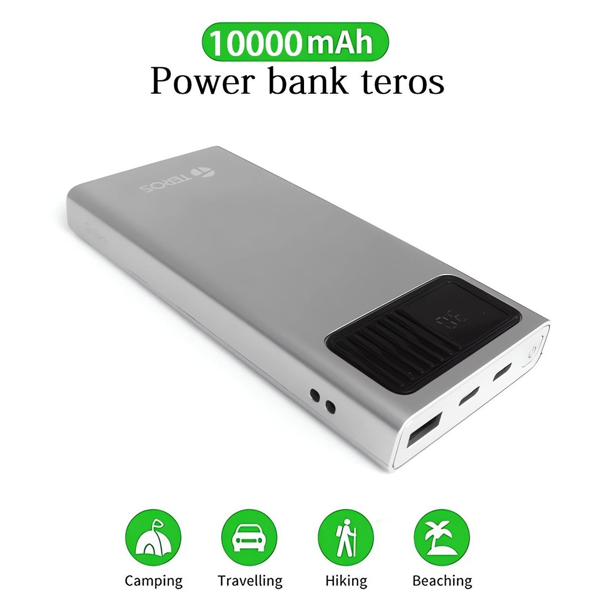 TEROS - Cargador Portatil Power Bank 10000 Mah 37 W Teros Plata